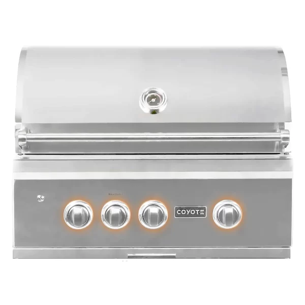 Coyote S-Series 30-Inch 3-Burner Built-In Natural Gas Grill With RapidSear Infrared Burner & Rotisserie - C2SL30NG